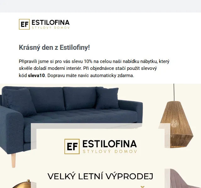 Estilofina-nabytek.cz: Sleva 10 % na nábytek – červen 2026 | Nuslet.cz