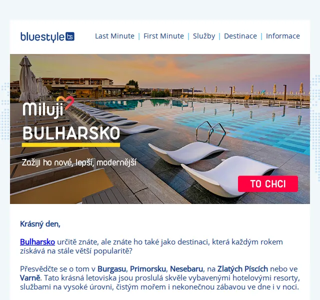 CK Blue Style: Dovolená v Bulharsku od 11 590 Kč – červen 2026 | Nuslet.cz
