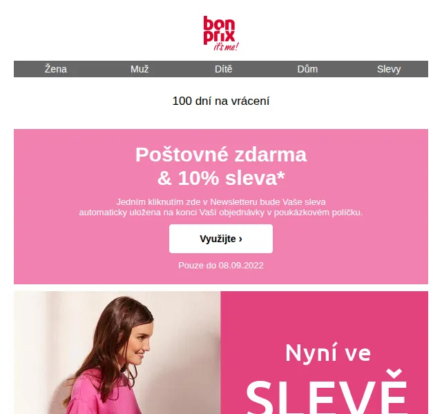 bonprix: -10 % na vše + poštovné zdarma – červen 2026 | Nuslet.cz