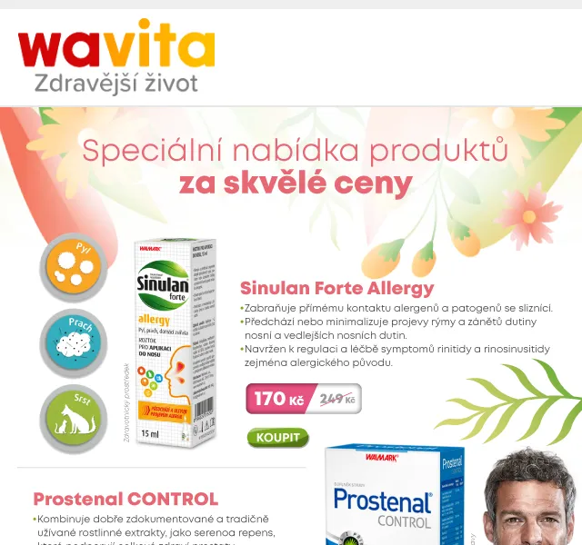Wavita: Prostenal, Lecithin a další s extra slevou 20 % – červen 2026 | Nuslet.cz