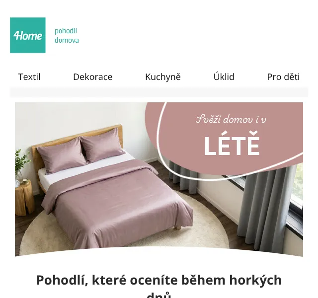 4home.cz: Letní textil se slevami až 74 % – červenec 2026