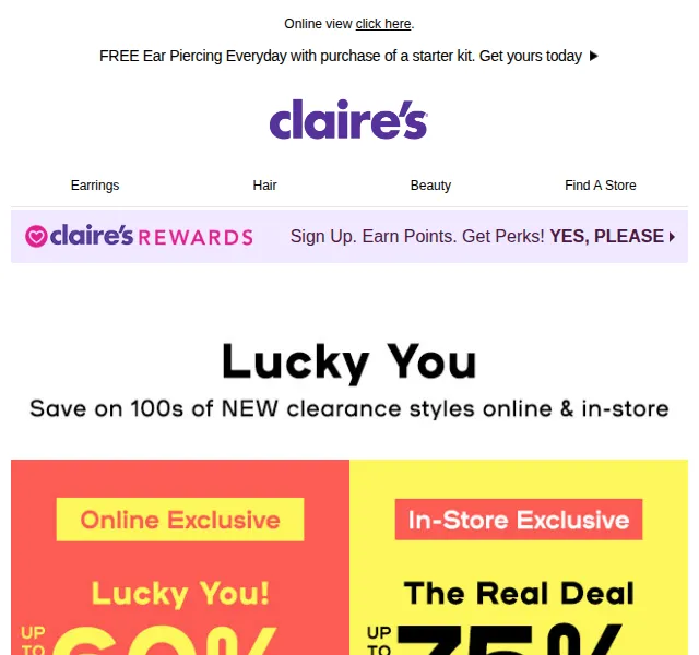 Claire's: Sleva až 60 % na výprodej – červen 2026 | Nuslet.cz