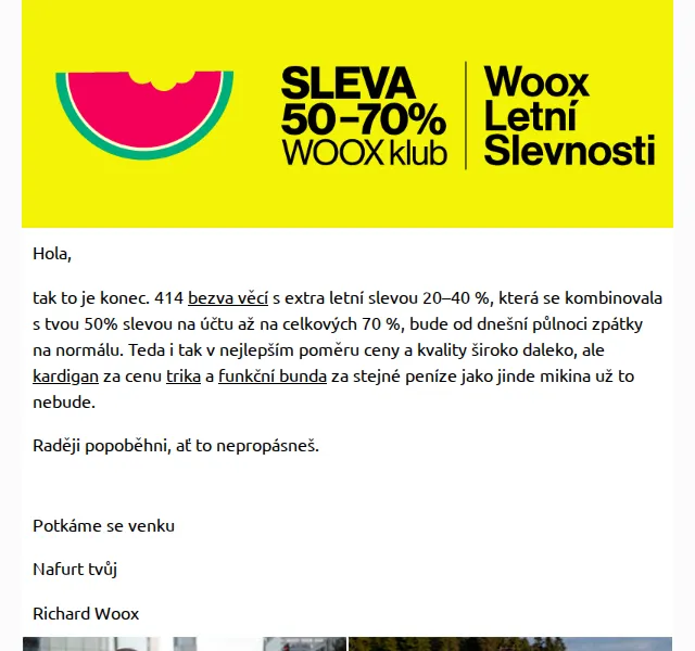 Richard Woox: Letní slevy 20-40 % + 50 % na účtu – červenec 2026 | Nuslet.cz