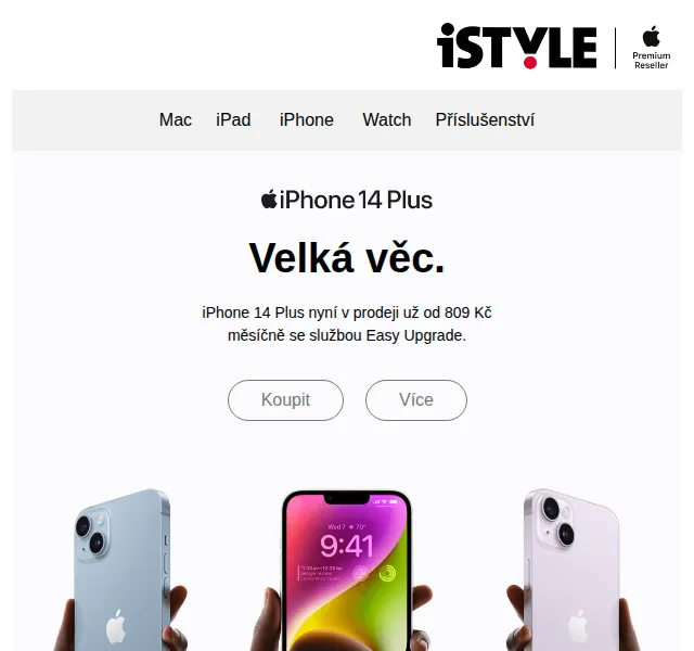 iSTYLE: iPhone 14 Plus už od 809 Kč měsíčně – červen 2026 | Nuslet.cz
