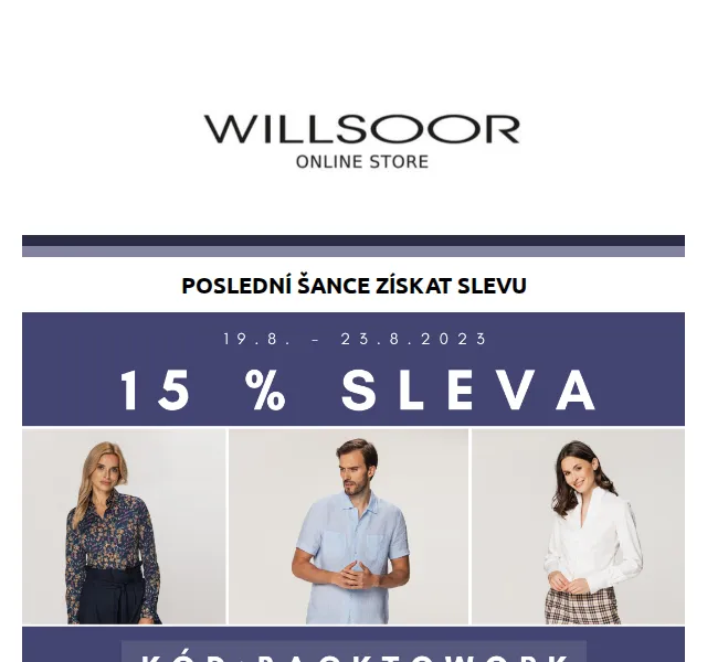Košile Willsoor: 15% sleva na všechny košile – srpen 2026 | Nuslet.cz