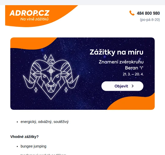 Adrop.cz: Zážitky podle horoskopu pro Berana – červenec 2026 | Nuslet.cz