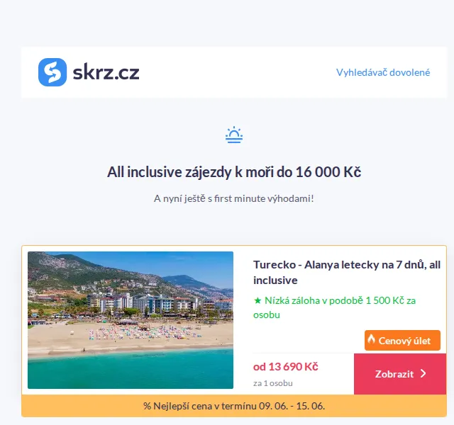 Skrz: All inclusive dovolená k moři od 13 690 Kč – červen 2026 | Nuslet.cz