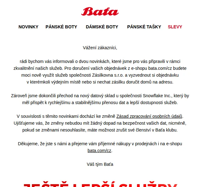 Baťa: Nové služby – červenec 2026 | Nuslet.cz