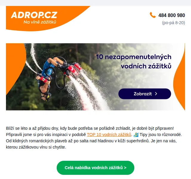 Adrop: Vodní zážitky od 719 Kč – červen 2026 | Nuslet.cz