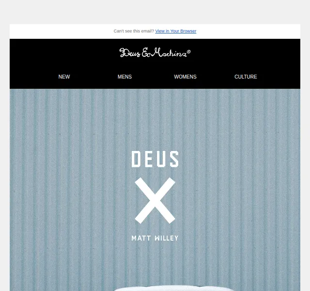 Deus Ex Machina Europe: kolekce Deus x Matt Willey – červenec 2026 | Nuslet.cz