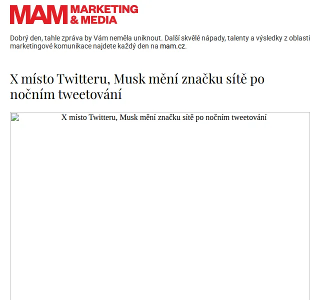 Marketing & Media: Značka Twitteru končí – Musk mění na X! Červen 2026 | Nuslet.cz