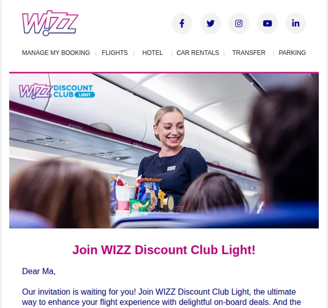 Wizz Air: slevy na palubním občerstvení a boutiq – červen 2026 | Nuslet.cz