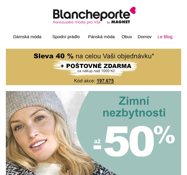 Blancheporte: Zimní trendy se slevami až -50 % – červen 2026 | Nuslet.cz