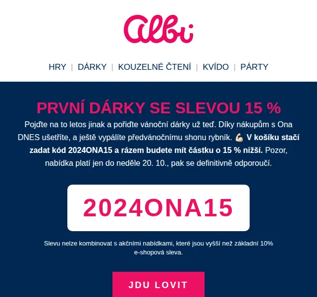 Albi: sleva 15 % na první vánoční dárky – říjen 2024 | Nuslet.cz