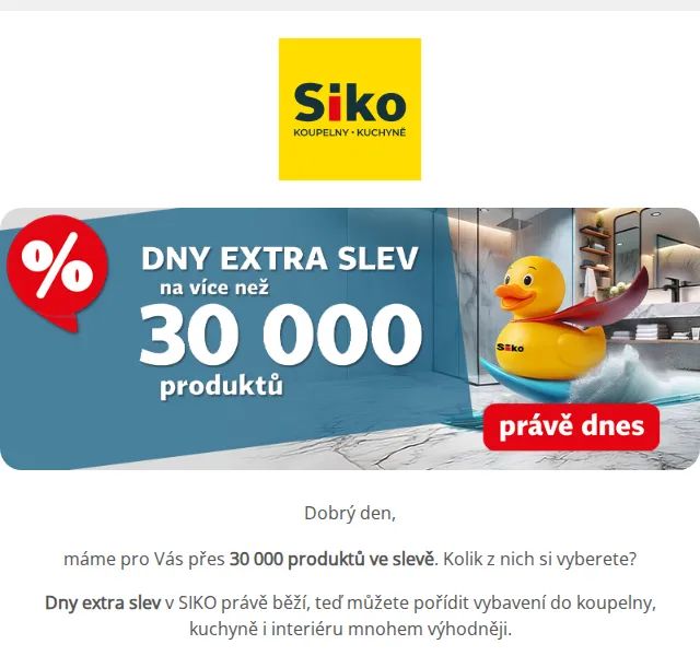 SIKO KOUPELNY: až 20 % slevy – duben 2026 | Nuslet.cz