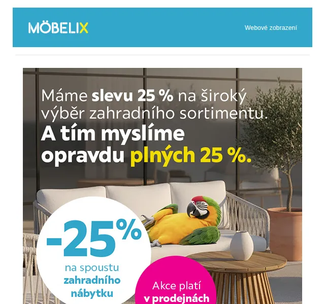Sleva 25% na zahradní nábytek - Möbelix