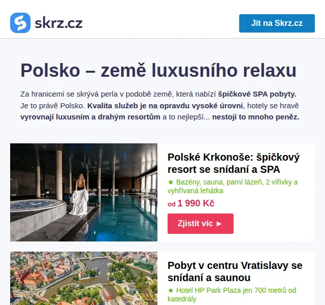 Skrz: SPA pobyty v Polsku od 1 990 Kč – červen 2026 | Nuslet.cz