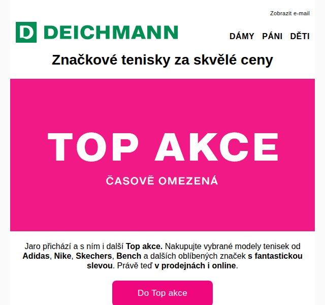 Deichmann: tenisky Nike, Adidas, Skechers – duben 2026