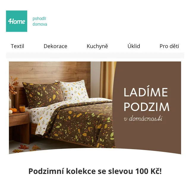 4home.cz: 100 Kč slevový kód – září 2026