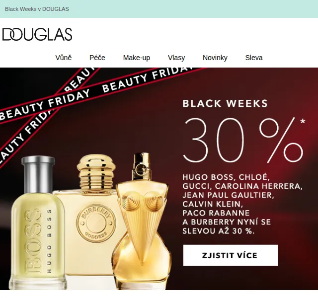 Douglas CZ: Black Weeks s 30% slevou na Hugo Boss a Chloé – červen 2026 | Nuslet.cz