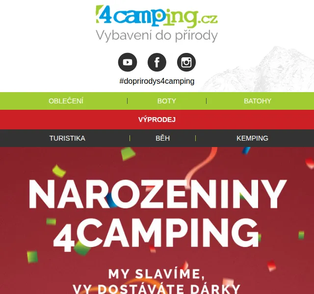 4camping.cz: 11% sleva na vše a dárky k narozeninám – červen 2026 | Nuslet.cz