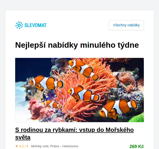 Slevomat: Vstupenky do Mořského světa od 269 Kč a wellness pobyty – červen 2026 | Nuslet.cz