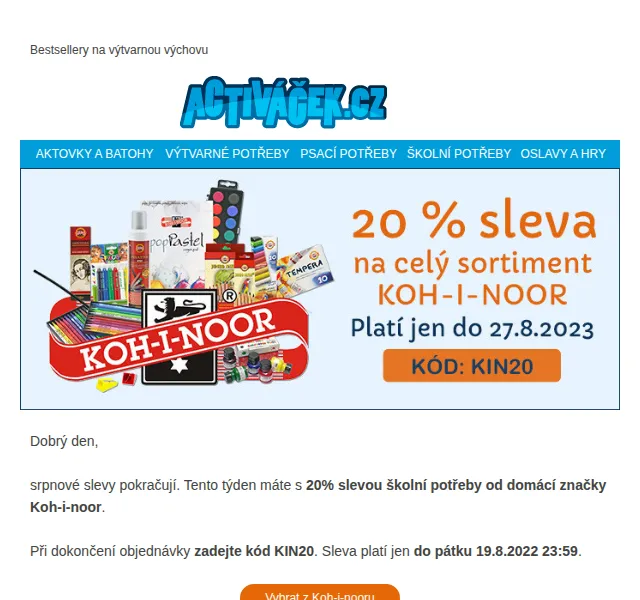 Activacek.cz: Schoolní potřeby Koh-i-noor se slevou 20 % – srpen 2022 | Nuslet.cz