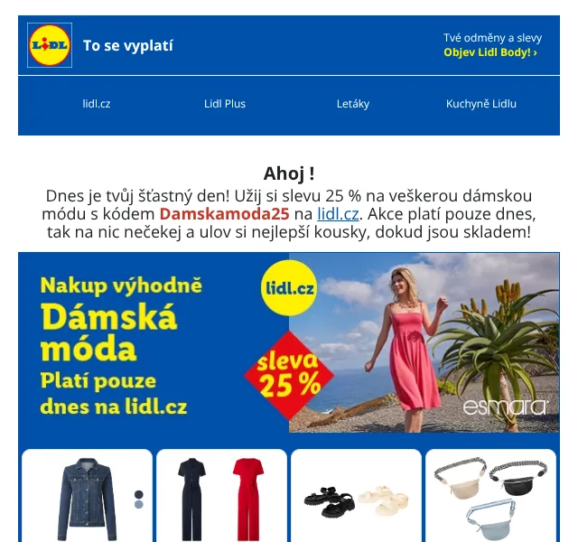 Lidl: Dámská móda se slevou 25 % – duben 2026 | Nuslet.cz
