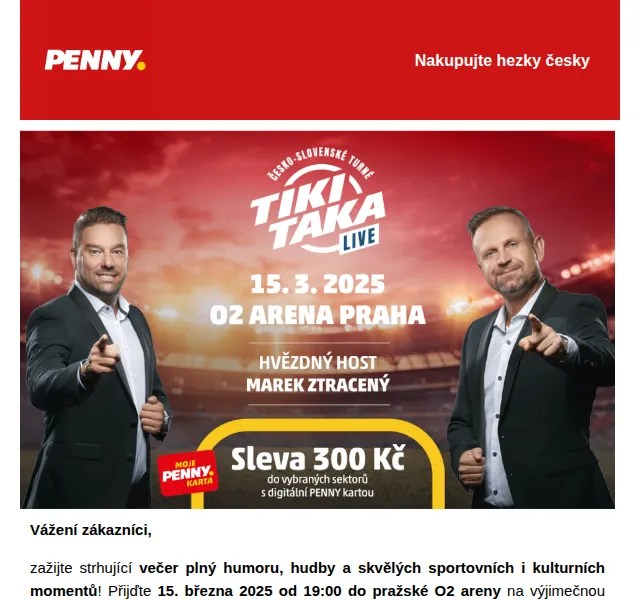 Penny: Vstupenky Tiki-Taka Live od 590 Kč – březen 2025 | Nuslet.cz