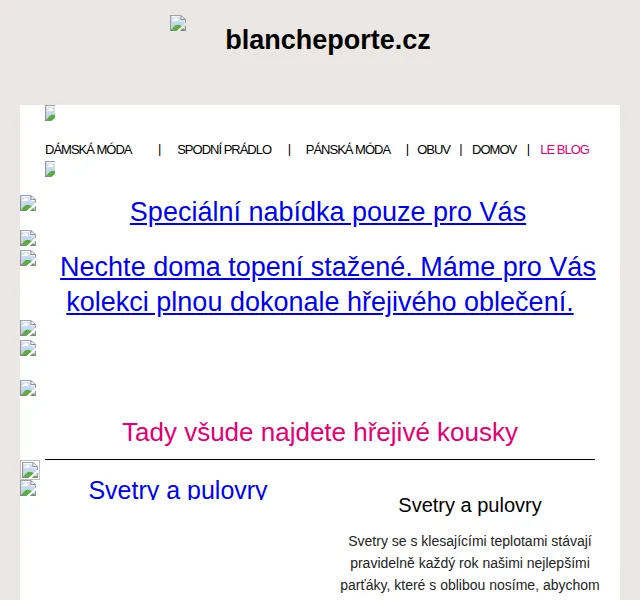 Blancheporte: Hřejivé svetry a domácí oblečení – červen 2026 | Nuslet.cz
