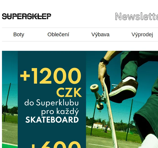 SUPERSKLEP Tým: +1200 Kč do Superclubu za skateboard – červen 2026 | Nuslet.cz