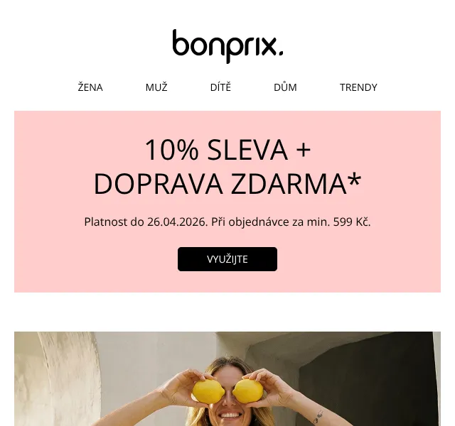 Bonprix: 10% sleva + doprava zdarma – duben 2026