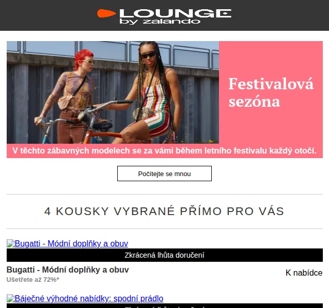 Lounge by Zalando: Bugatti, Lee a letní festivalový výprodej – červen 2026 | Nuslet.cz