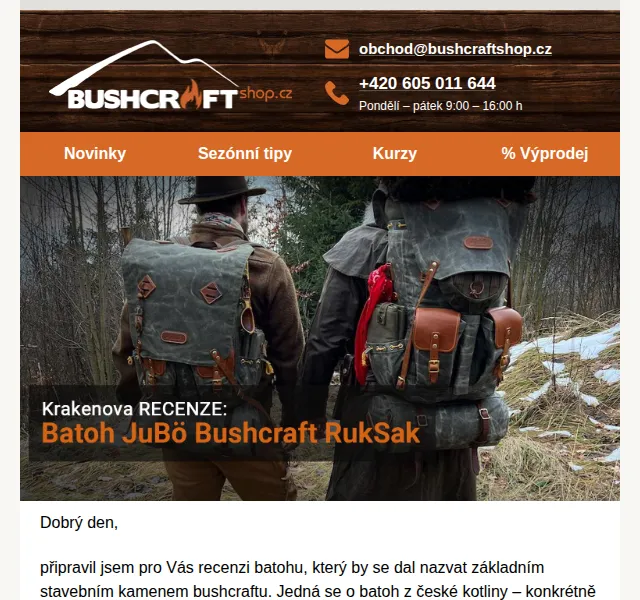 Bushcraftshop: Voskovaný batoh JuBö RukSak za 7 990 Kč – červen 2026 | Nuslet.cz