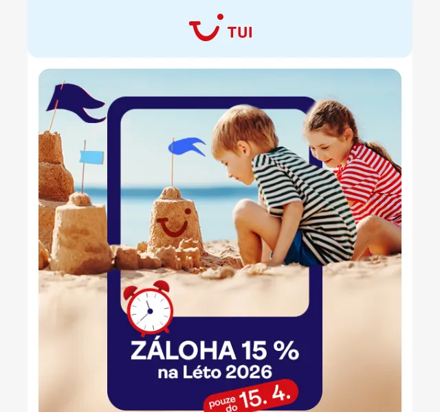 TUI Česká republika: Léto 2026 se zálohou 15 % – Duben 2026