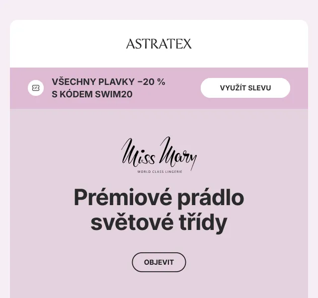 Astratex: Miss Mary spodní prádlo – 20 % sleva | Srpen 2026