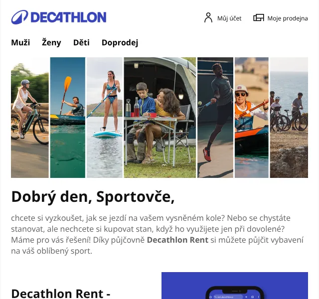 Decathlon: Půjčovna sportovního vybavení + Buy back – červen 2026