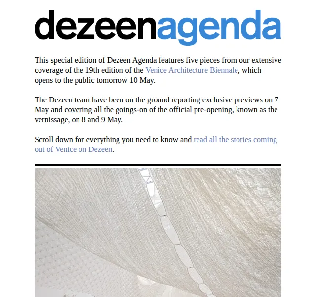 Dezeen Daily: Venice Architecture Biennale special – červen 2026 | Nuslet.cz