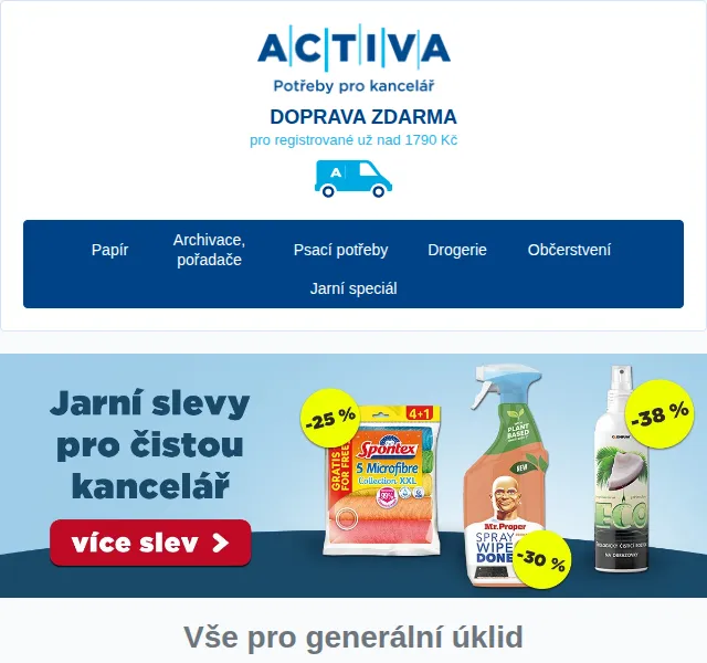 Activa: Až 38% slevy na drogerii pro jarní úklid – červen 2026 | Nuslet.cz