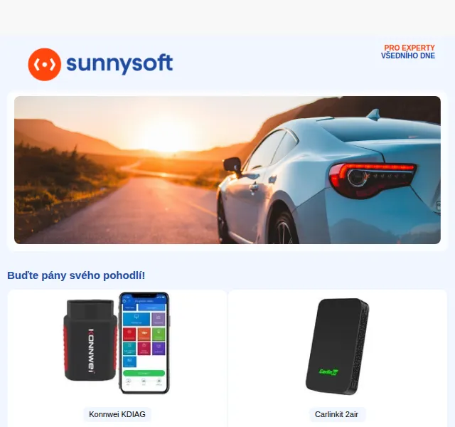 Sunnysoft.cz: Autodiagnostika, CarPlay a držáky do auta – červen 2026 | Nuslet.cz