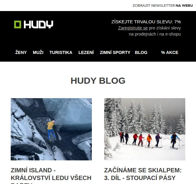 Hudy: Sleva 7 % na registrované zákazníky – červen 2026 | Nuslet.cz