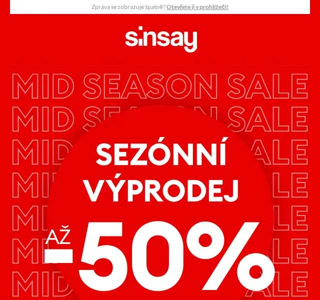 Sinsay: Sezónní výprodej až -50 % – červen 2026 | Nuslet.cz