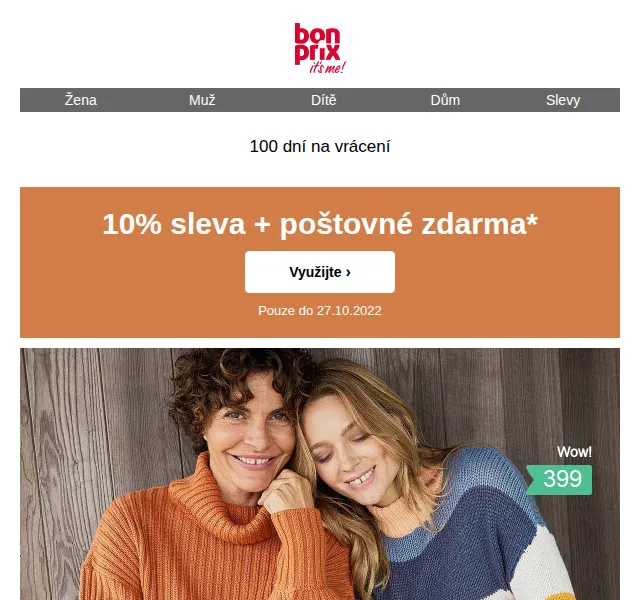 Bonprix: 10% sleva + poštovné zdarma na novou pletenou módu – červen 2026 | Nuslet.cz