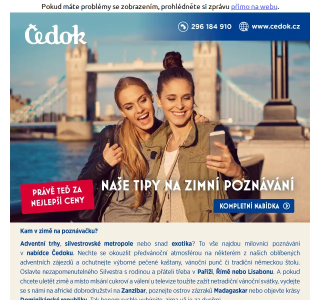 Cestovní kancelář Čedok: Poznávací zájezdy v zimě – červen 2026 | Nuslet.cz