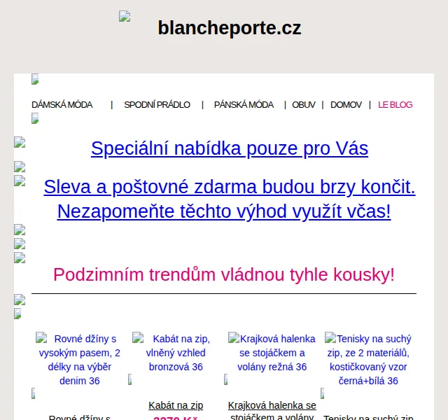 Blancheporte: -250 Kč a poštovné zdarma – září 2026 | Nuslet.cz