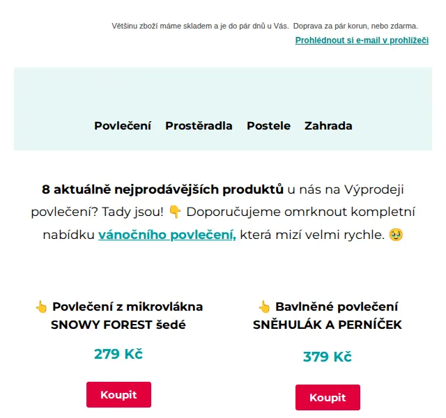 Výprodej povlečení: slevy až 75 % na 8 bestsellerů – červen 2026 | Nuslet.cz