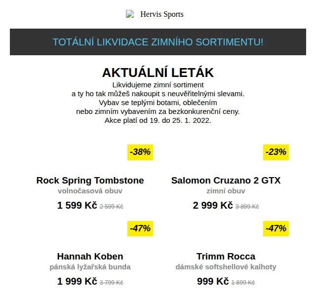 Hervis: Totální likvidace zimního sortimentu – leden 2022 | Nuslet.cz