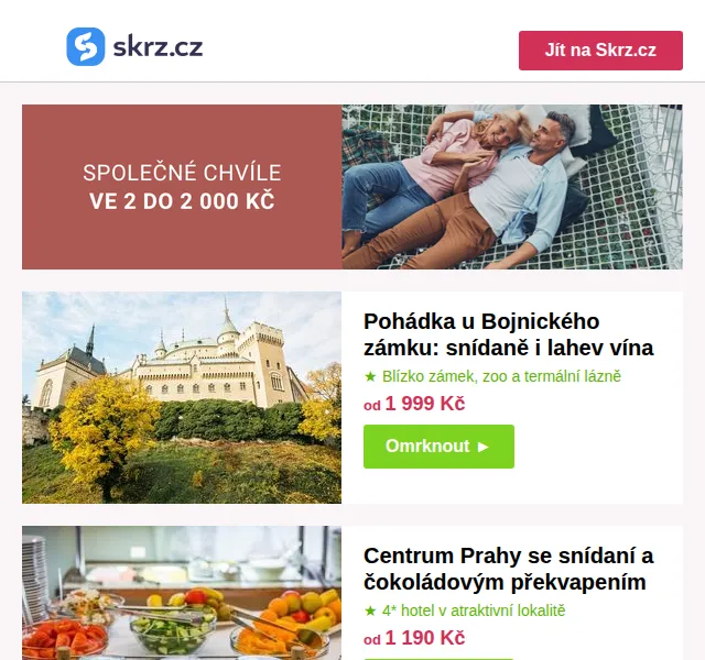 Skrz: Levné pobyty od 726 Kč – červen 2026 | Nuslet.cz