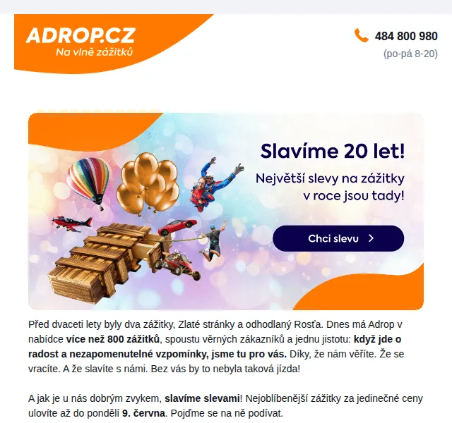Adrop: Narozeninové slevy až 55 % – červen 2026 | Nuslet.cz