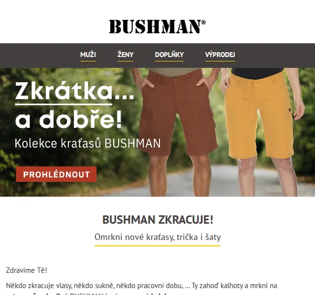 Bushman: Nová letní kolekce kraťasů a triček – červen 2026 | Nuslet.cz